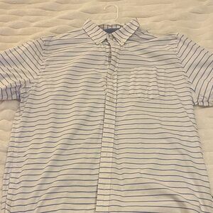 Crown & Ivy White and Blue Striped Button Down Shirt